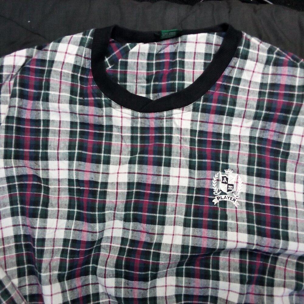 Vintage AM Player Plaid Golf Pullover Windbreaker Jacket